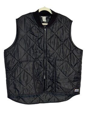 Vintage Big Smith Quilted Puffer Vest Black Made In USA Large 2XL Workwear Gorpc